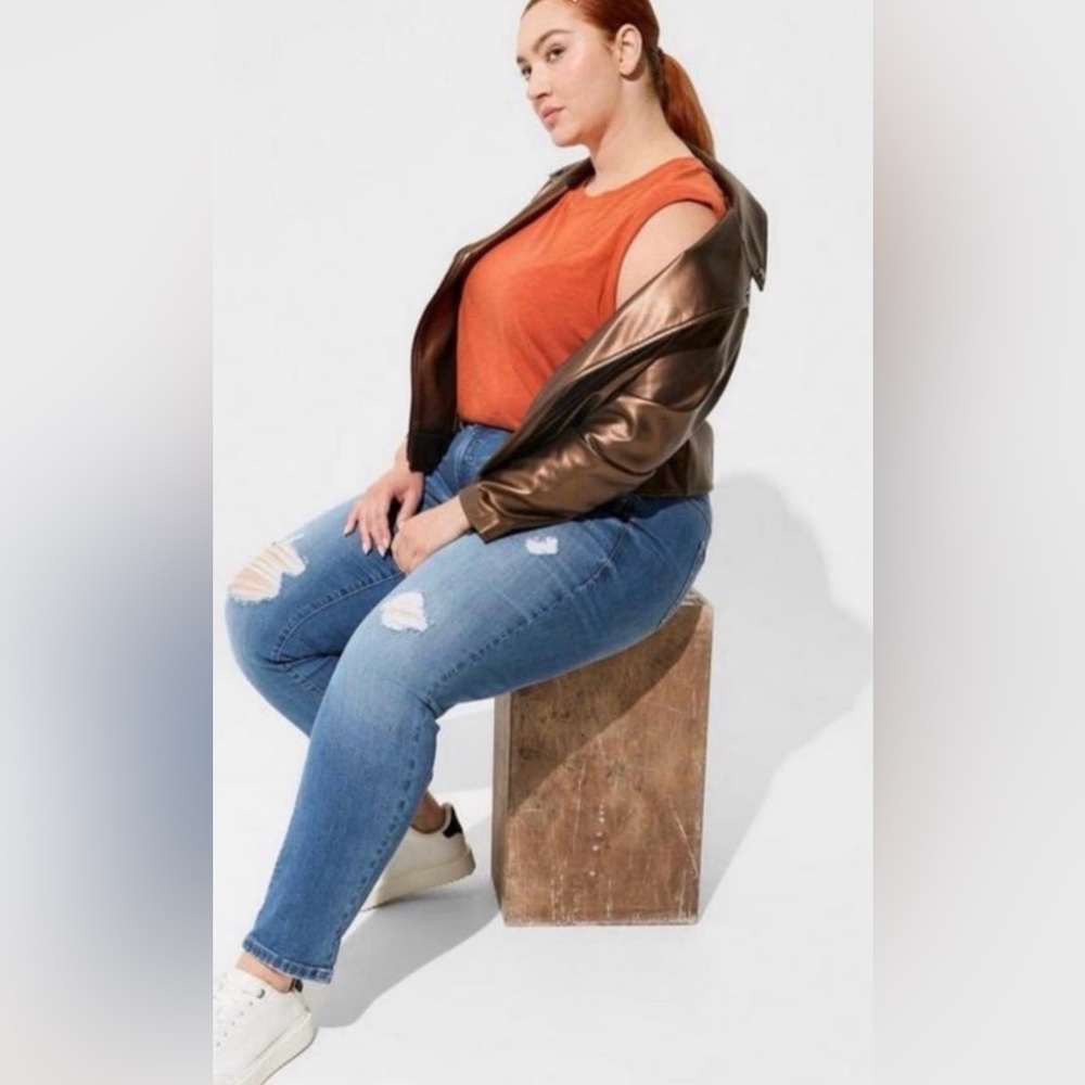 Torrid Roll Sleeve Tank Top Size 2X Orange New